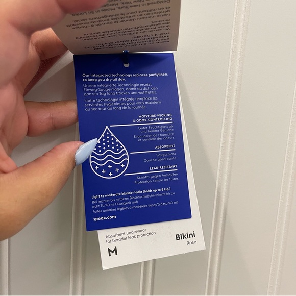 NWT Speax by Thinx Absorbent Underwear Bikini Cut in Rose Sz M - Picture 5 of 6